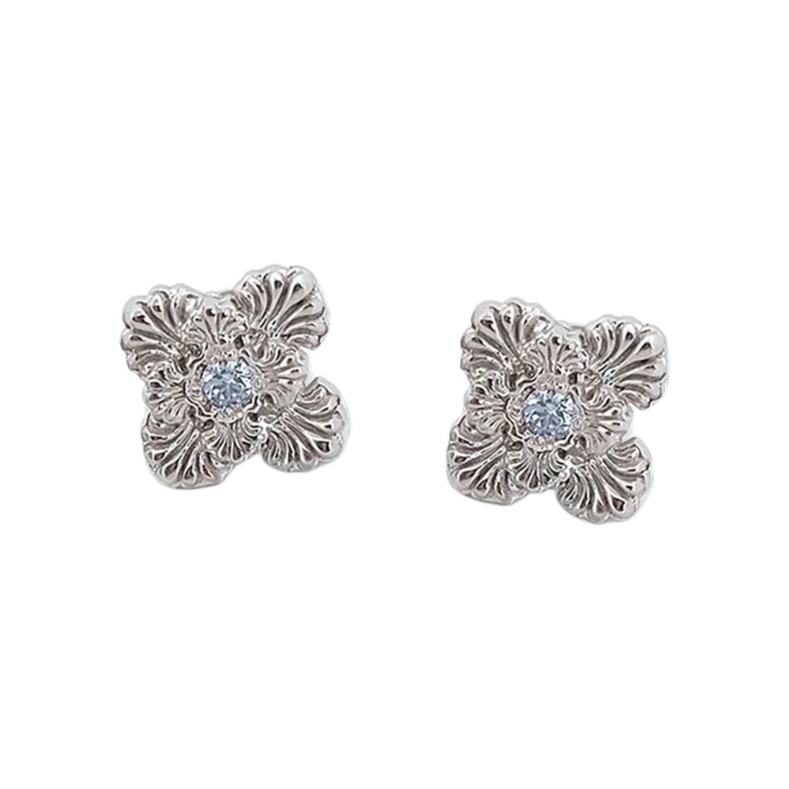 SEN.0523 Scudo Shell Flower Aquamarine Stone Earring 1 Set