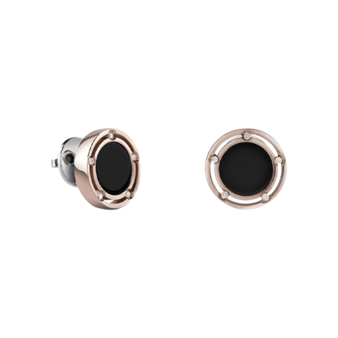 다미아니 디사이드 오닉스 다이아몬드 이어링 핑크 골드(Damiani D.Side Onyx Diamonds Earrings Pink Gold)