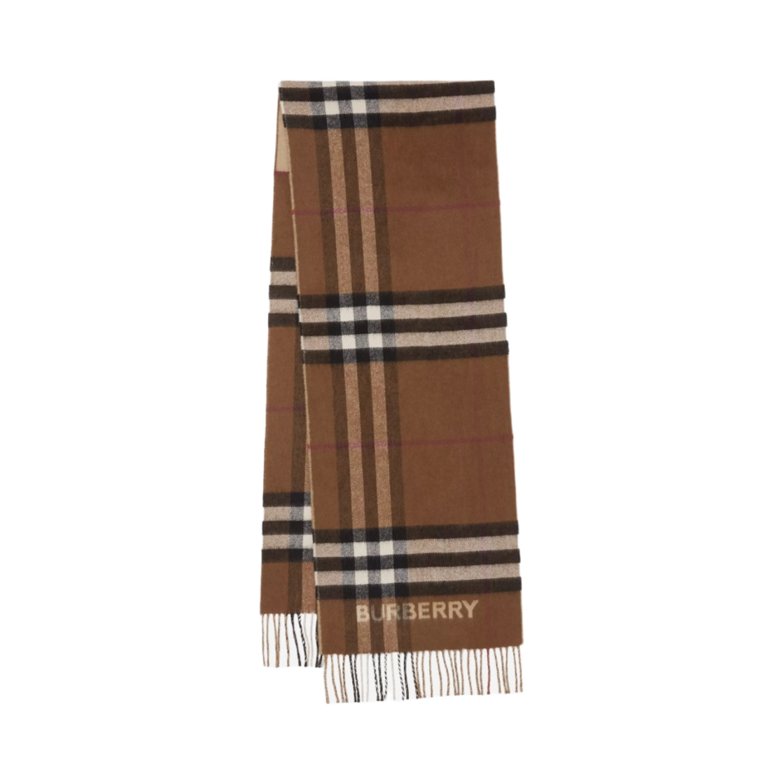 8045329 Burberry Contrast Check Cashmere Muffler Archive Beige Birch Brown