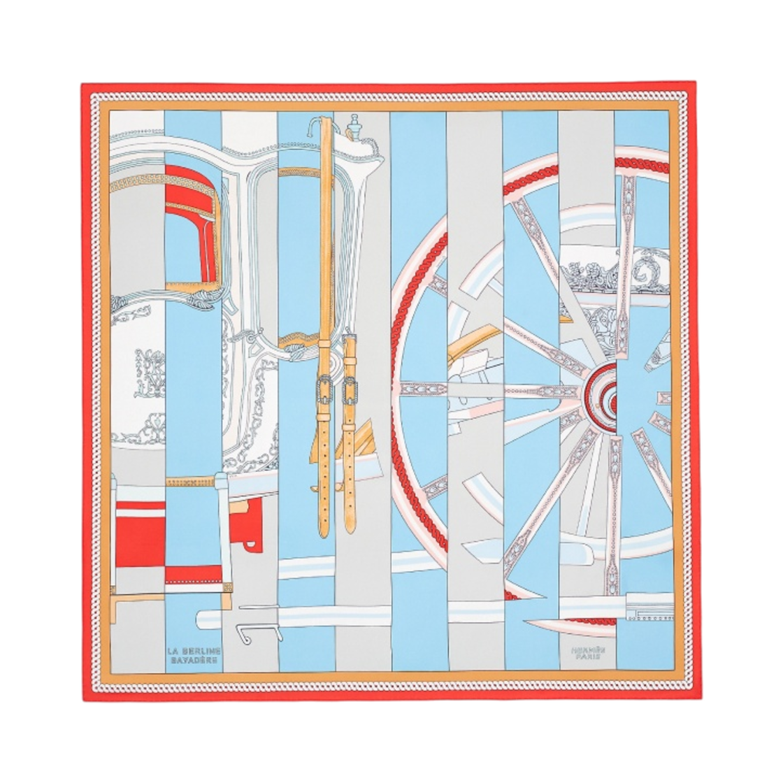 (W) 에르메스 라 베를린 바야데르 스카프 90 그르나딘 씨엘 그리((W) Hermes La Berline Bayadere Scarf 90 Grenadine Ciel Gris) - 1