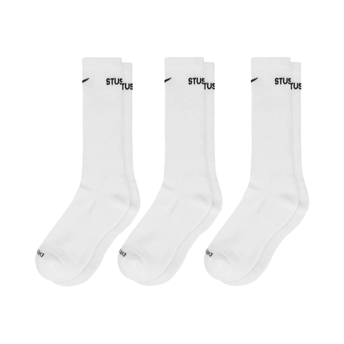 나이키 x 스투시 에브리데이 플러스 쿠션드 크루 삭스 화이트 (3개입)(Nike x Stussy Everyday Plus Cushioned Crew Socks White (3 Pack))