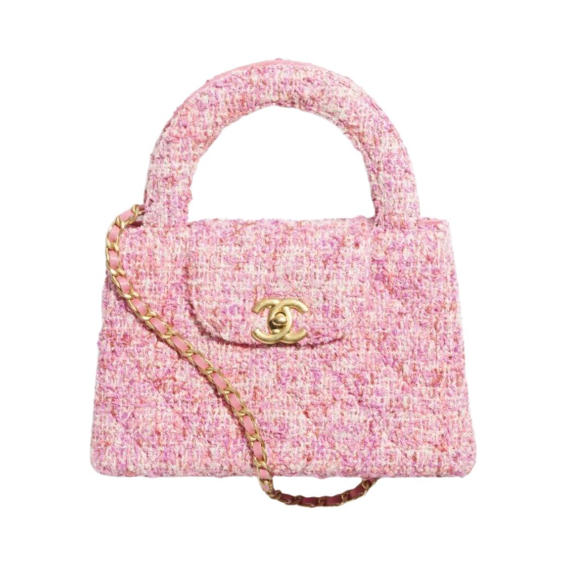 샤넬 미니 쇼핑백 코튼 트위드 & 골드 메탈 핑크 에크루(Chanel Mini Shopping Bag Cotton Tweed & Gold Pink Ecru)