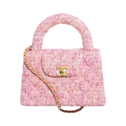 Chanel Mini Shopping Bag Cotton Tweed & Gold Pink Ecru