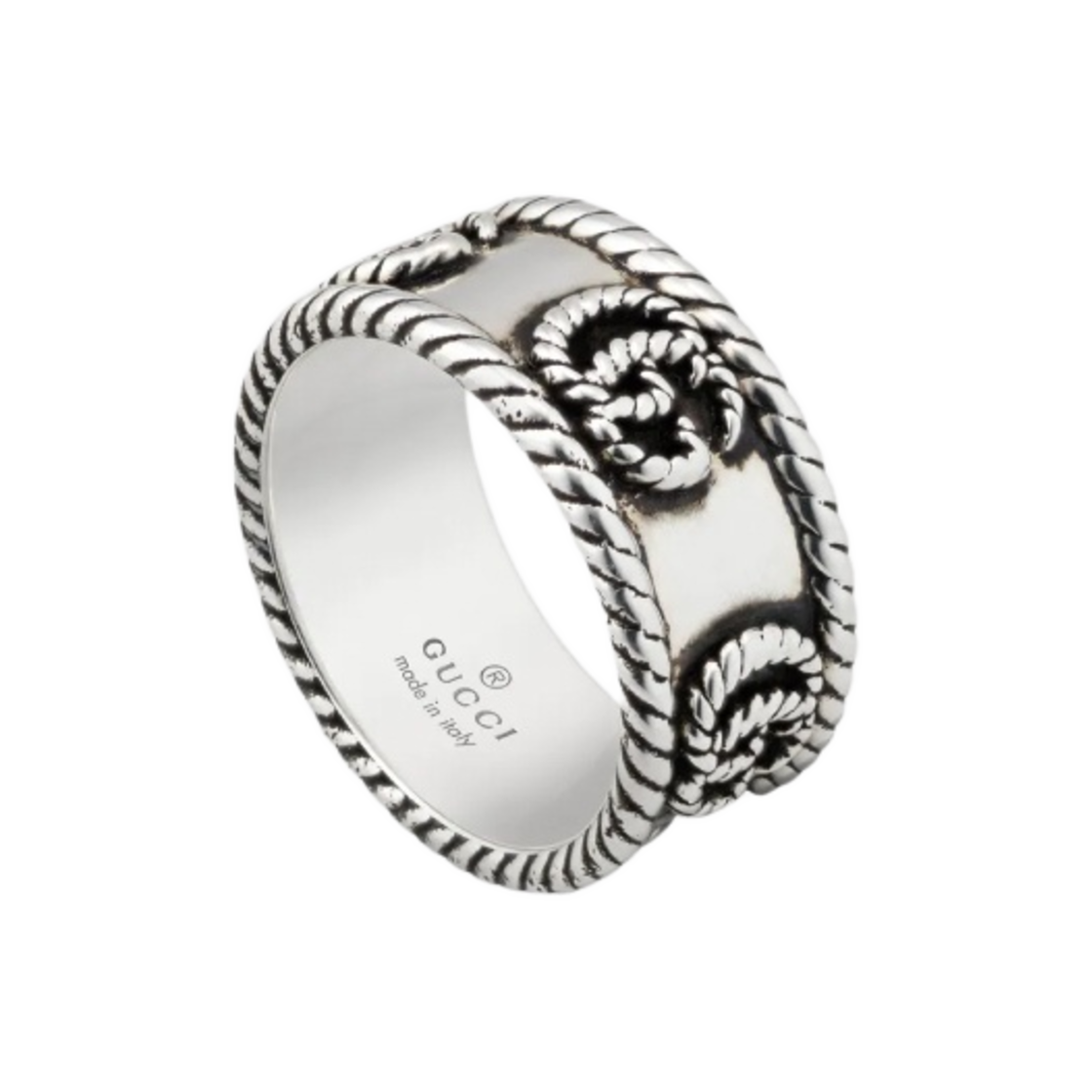 627729-J8400-0701 Gucci Double G Ring Silver Aged Finish