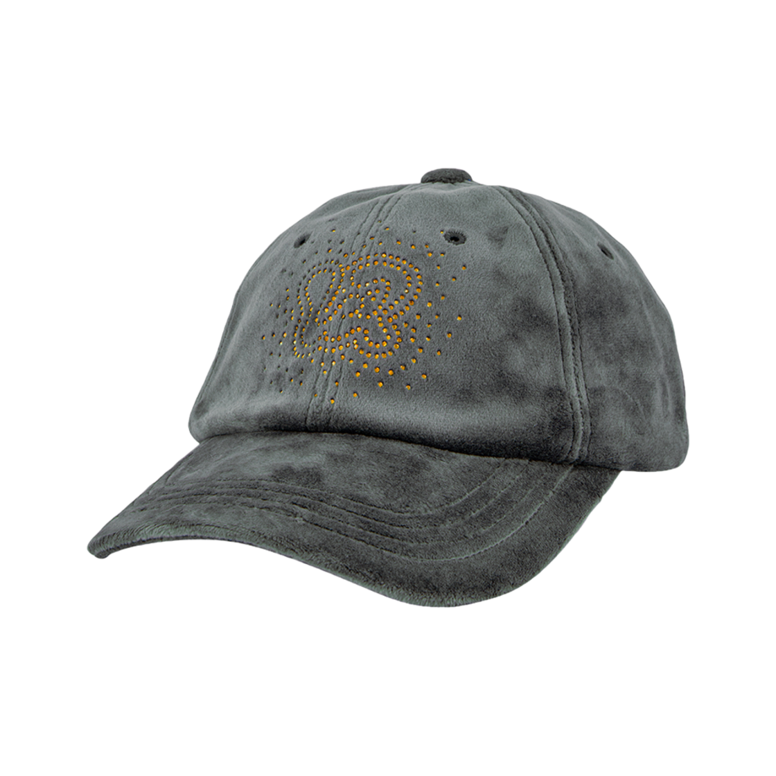 WL243WCA04UKAK MELLOW Rhinestone Velour Ball Cap Khaki