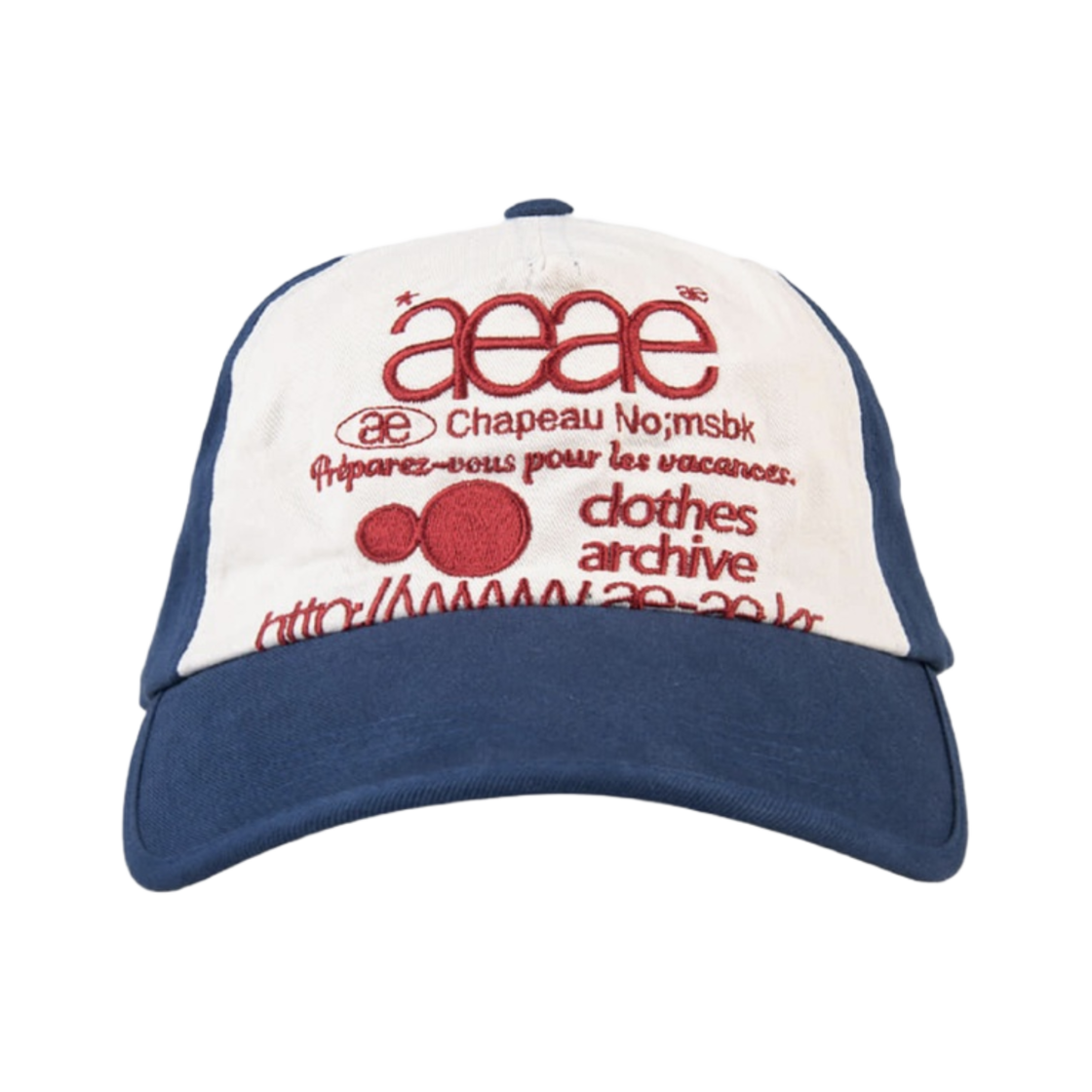 에이이에이이 웹 로고 5 패널 캡 블루 레드(Aeae Web Logo 5-Pannel Blue Red)
