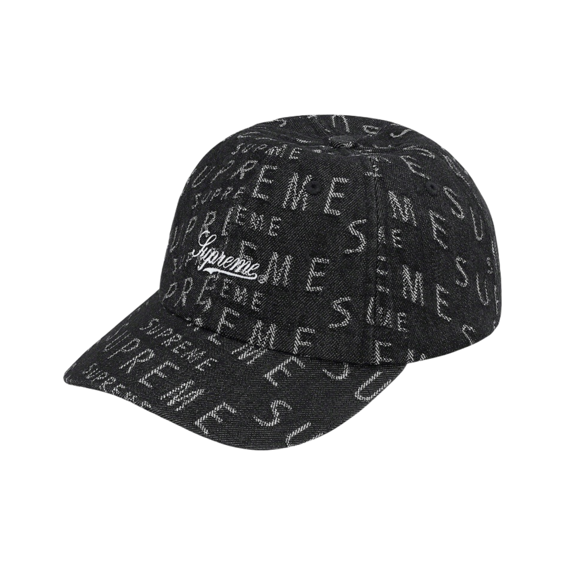 - Supreme Warp Jacquard Logos Denim 6-Panel Black - 21SS