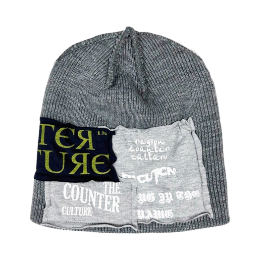 23-AC011_GREY Resurrection13 Recycle Patchwork Beanie Grey