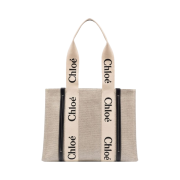 Chloe Medium Woody Tote Bag White Blue