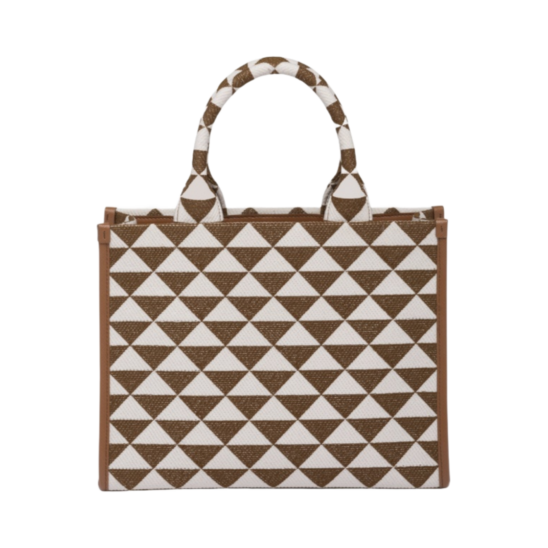 프라다 스몰 프라다 심볼 자수 패브릭 핸드백 토바코 초크 화이트(Prada Small Prada Symbole Embroidered Fabric Handbag Tobacco Chalk White) - 2