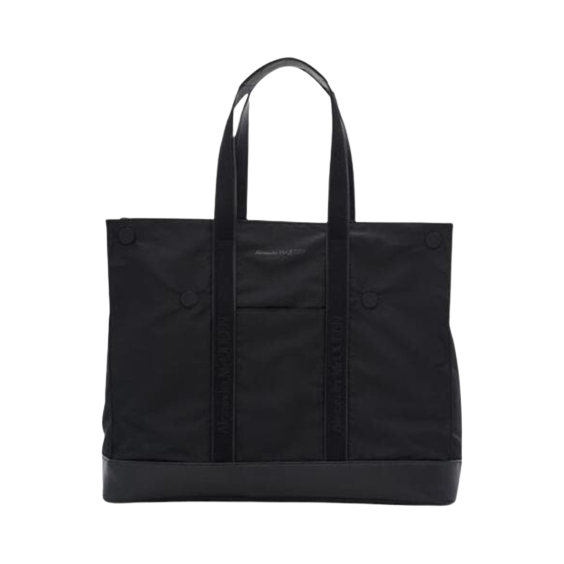 6831131AAE71000 Alexander McQueen Nylon and Leather De Manta Tote Bag Black