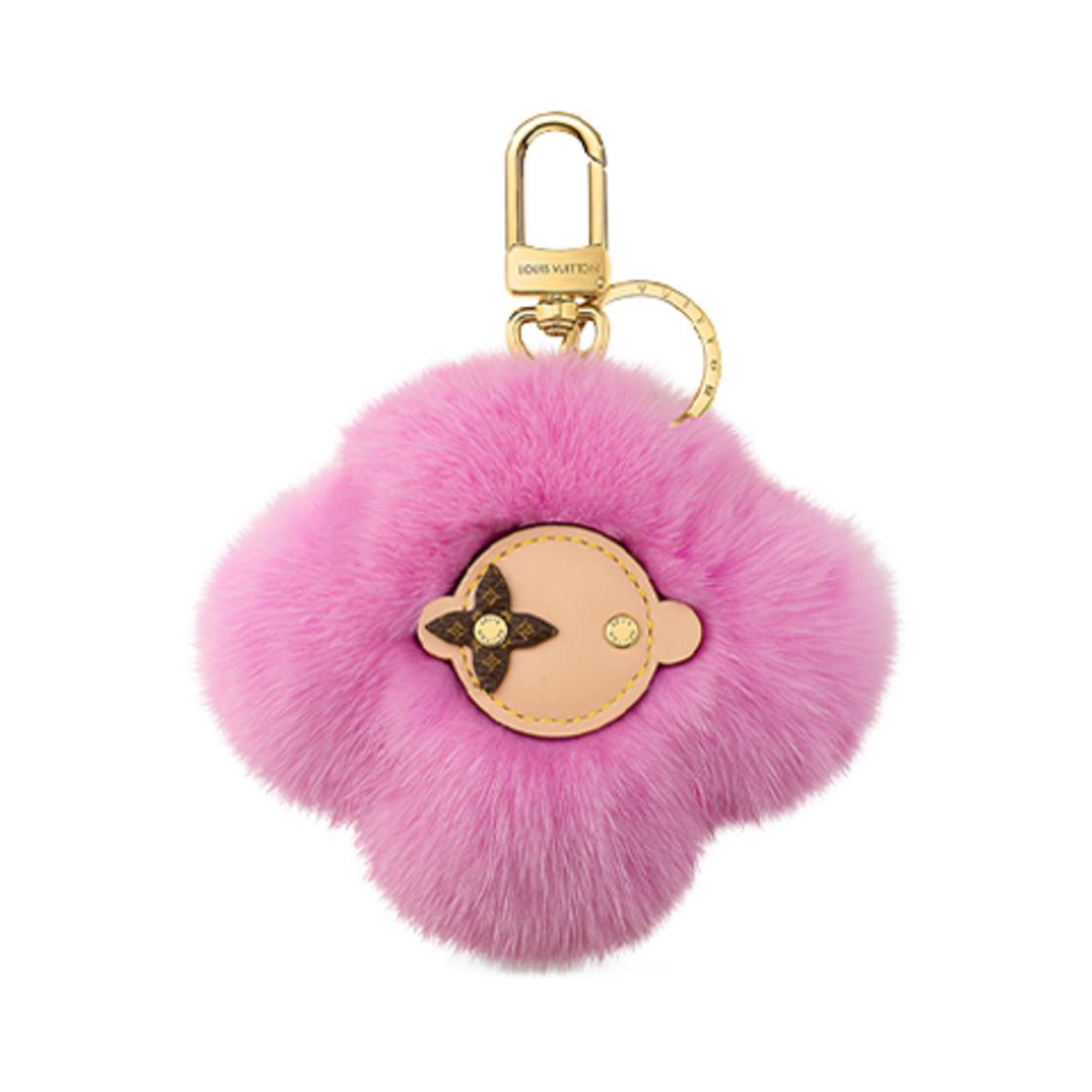 M01447 Louis Vuitton Vivienne Fur Key Holder Pink