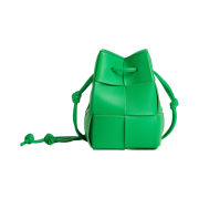 Bottega Veneta Mini Leather Cassette Bucket Bag Parakeet