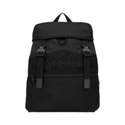 Saint Laurent Backpack In Econyl And Vegetable-Tanned Leather Black