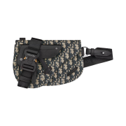 Dior Saddle Pouch Beige & Black Dior Oblique Jacquard