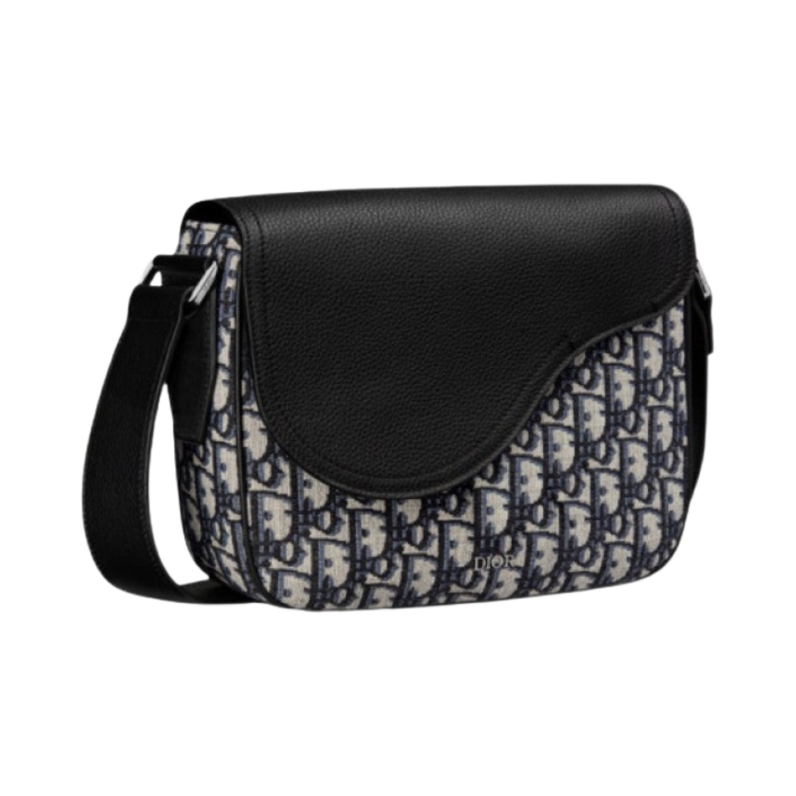 디올 미니 새들 메신저백 그레인드 카프스킨 & 베이지 블랙 디올 오블리크 자카드 블랙(Dior Mini Saddle Messenger Bag Grained Calfskin & Beige Black Dior Oblique Jacquard Black) - 2