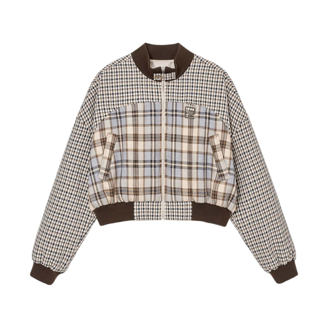 - (W) Glowny Russell Plaid Blouson Brown