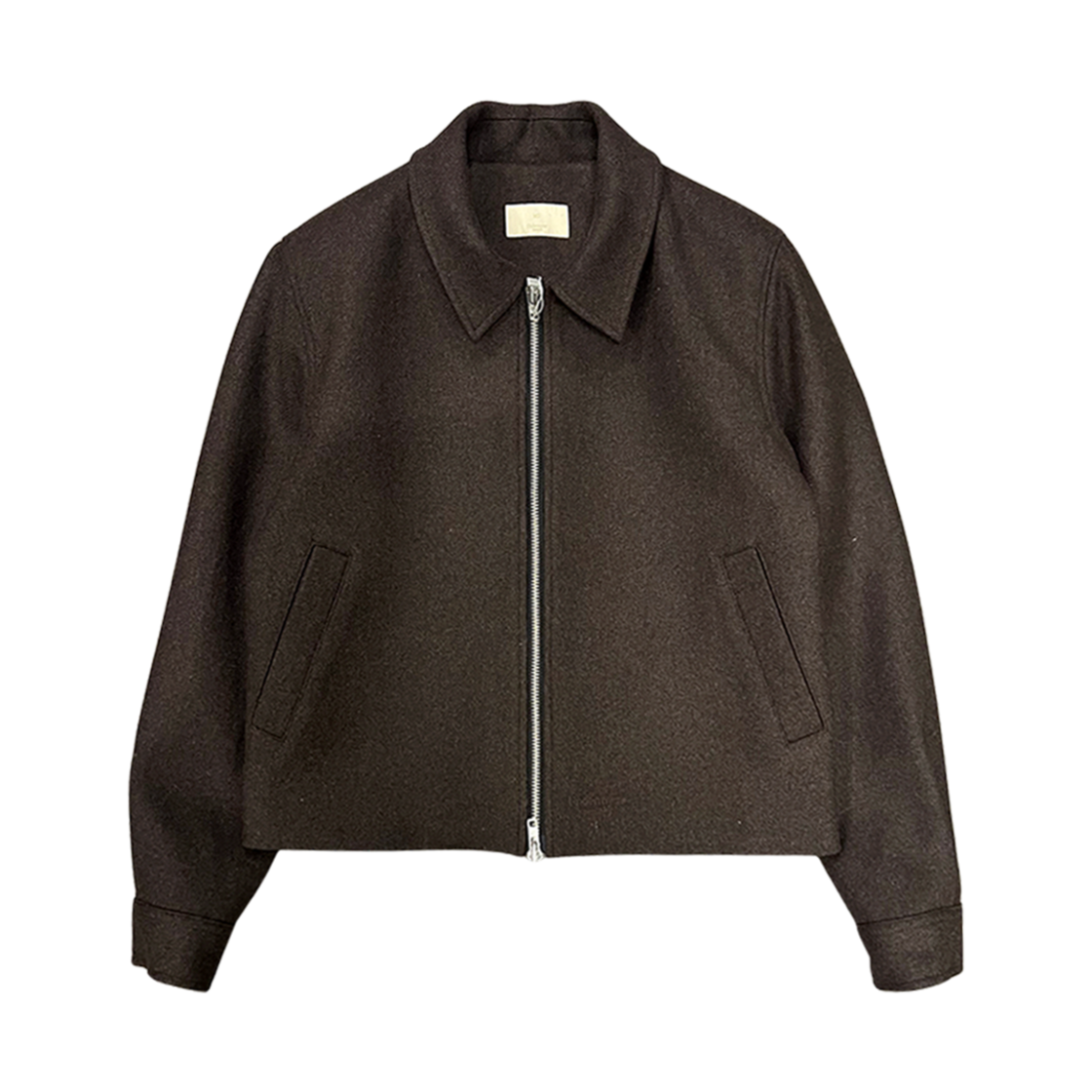 언더마이카 무.92 안티 Fxxking 로고 플레이 크롭 울 블루종 - 브라운