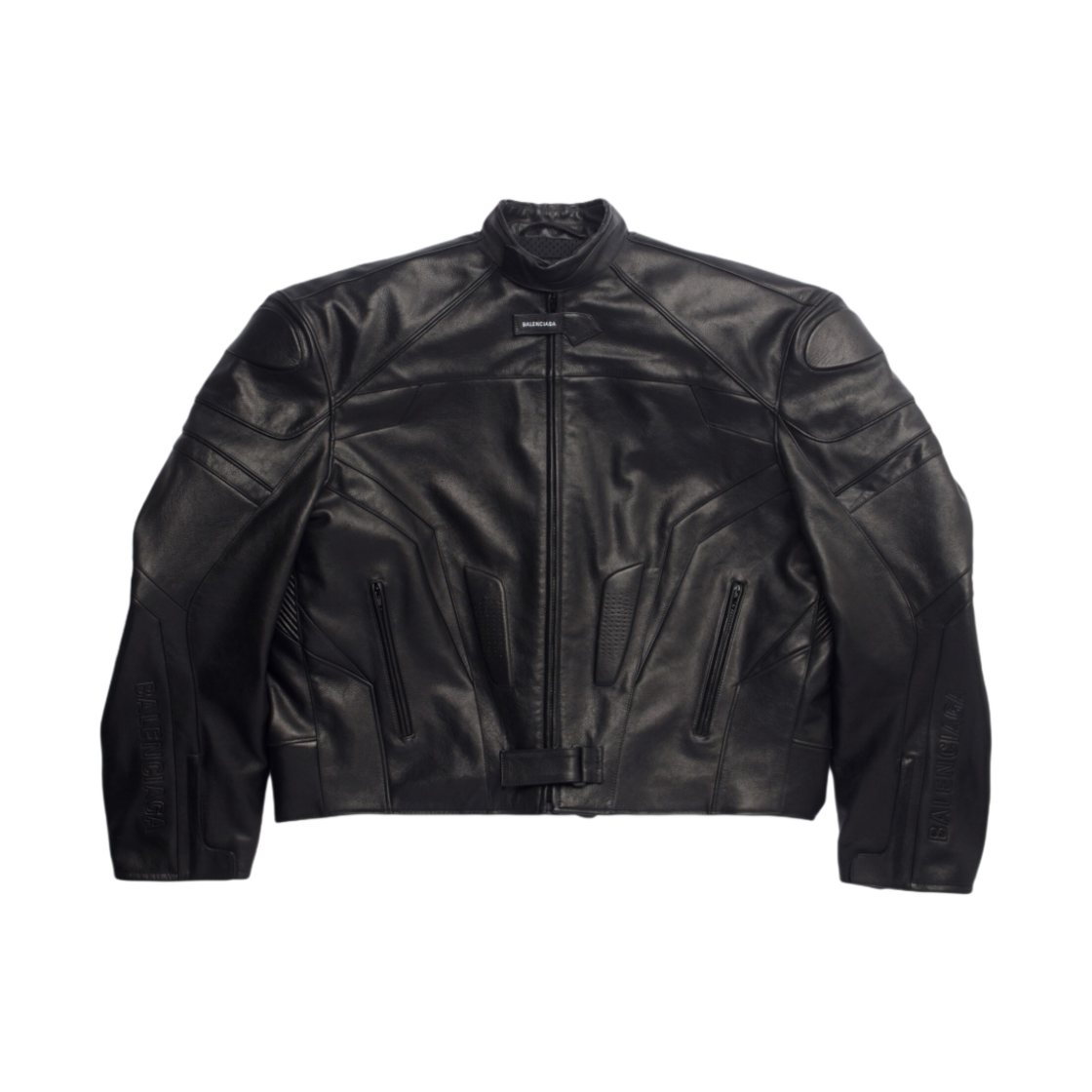 발렌시아가 소프트 매트 카우스킨 오버사이즈 바이커 자켓 블랙
