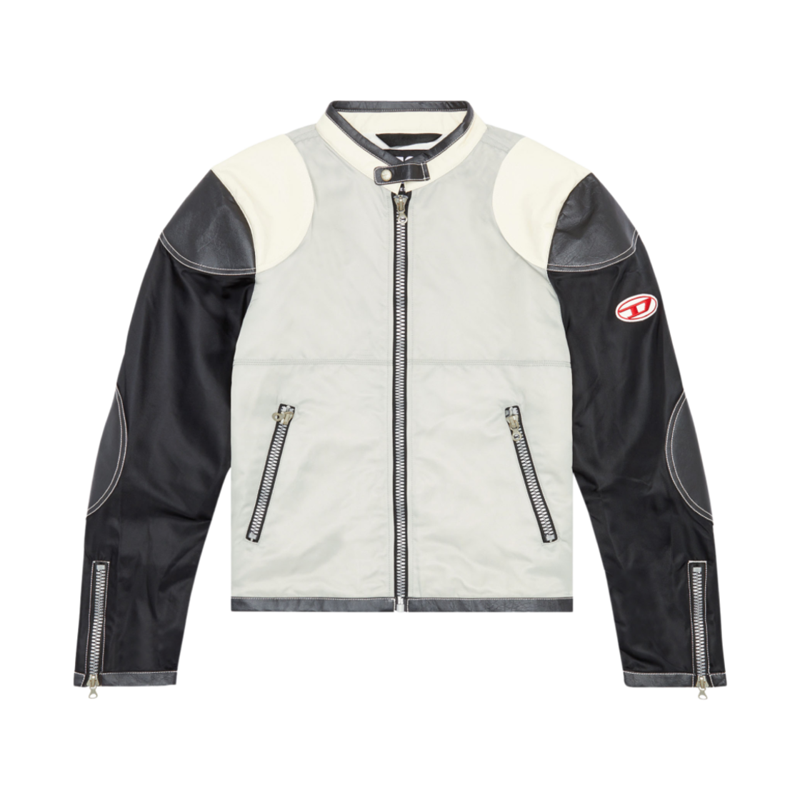 디젤 J-크리에이터 컬러블록 나일론 바이커 자켓 블랙 그레이(Diesel J-Kreator Biker Jacket in Colour-Block Nylon Black Grey)