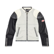 Diesel J-Kreator Biker Jacket in Colour-Block Nylon Black Grey