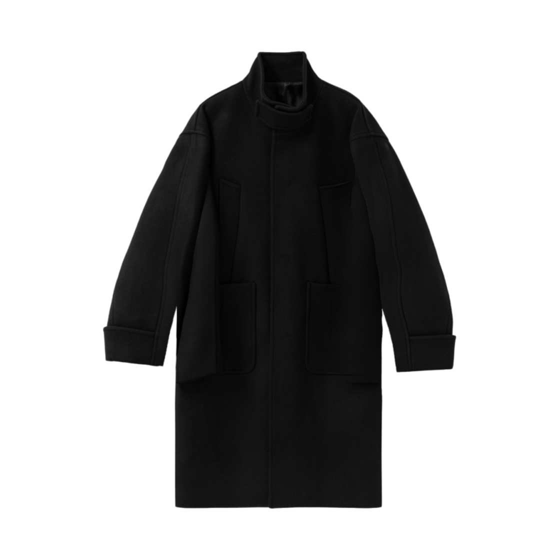 우영미 울블랜드 하이넥 코트 블랙 - 24FW