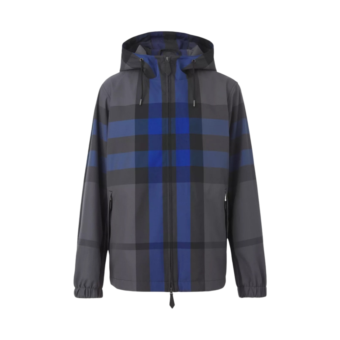 8047825 Burberry Check Cotton Blend Hooded Jacket Oceanic Blue