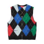 Supreme Brushed Argyle Zip Up Vest Black - 24SS
