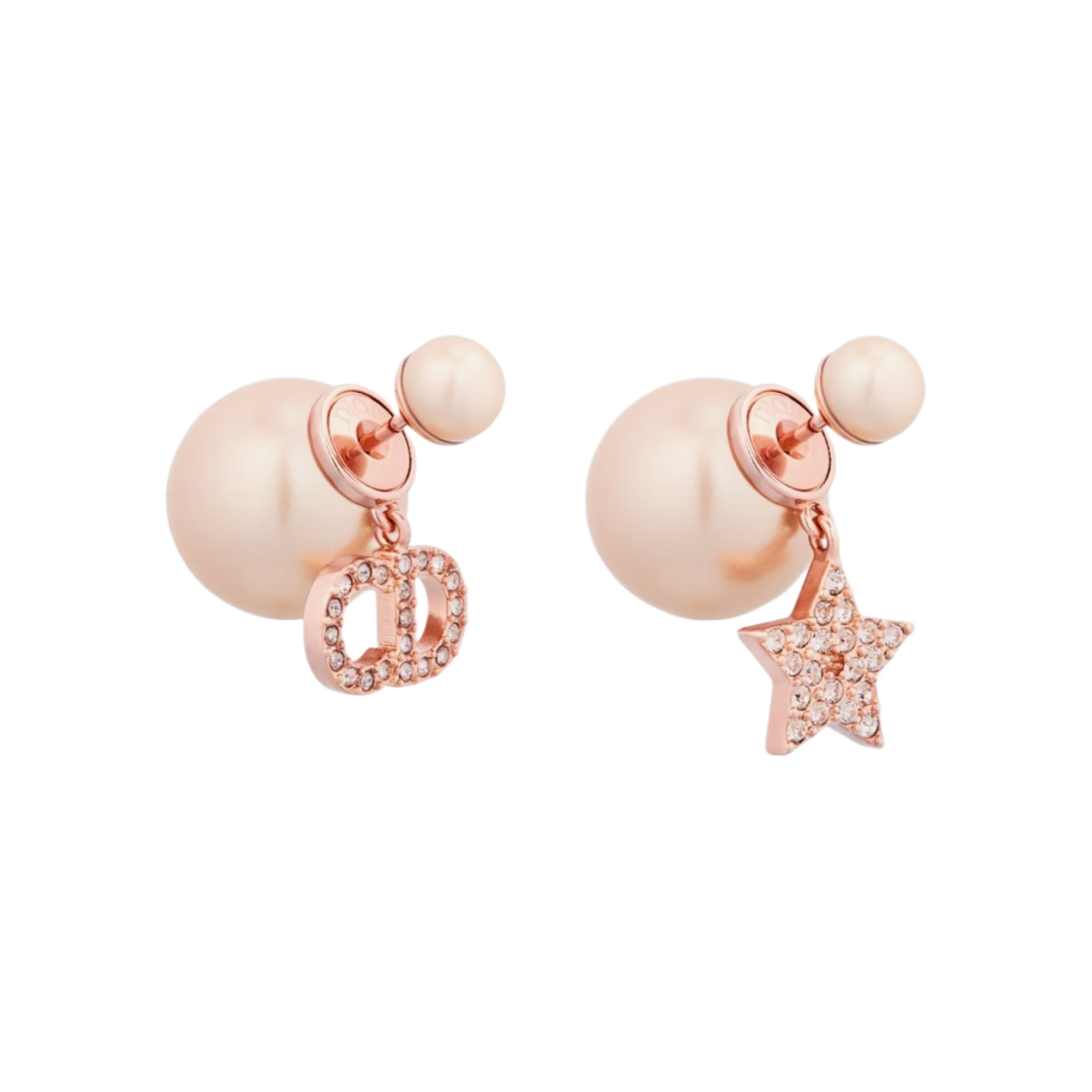 (W) 디올 트리발 이어링 핑크 피니쉬 메탈 핑크 레진 펄 핑크 크리스탈((W) Dior Tribales Earrings Pink Finish Metal Pink Resin Pearls Pink Crystals) - 1