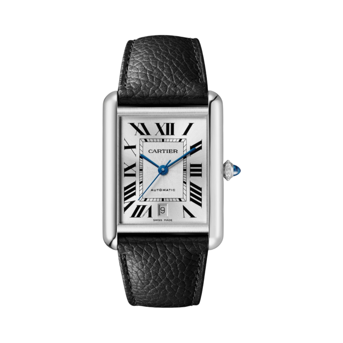 까르띠에 탱크 머스트 워치 엑스트라 라지 오토매틱 스틸 카프스킨 블랙(Cartier Tank Must Watch Extra Large Automatic Steel Calfskin Black)