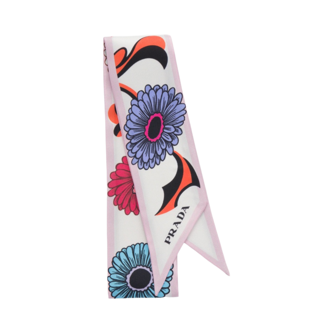 (W) 프라다 프린티드 실크 트윌 스카프 화이트((W) Prada Printed Silk Twill Scarf White) - 1