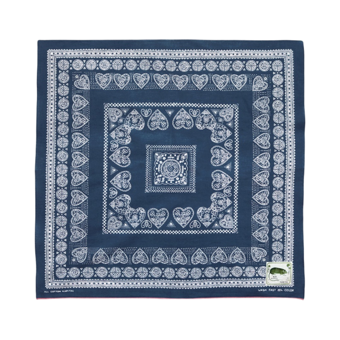 캐피탈 패스트컬러 셀비지 헤나 큐브 반다나 네이비(Kapital Fastcolor Selvedge Henna Cube Bandana Navy)