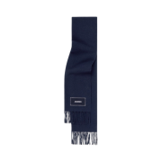 Jacquemus Lecharpe Fringe Logo Patch Scarf Navy