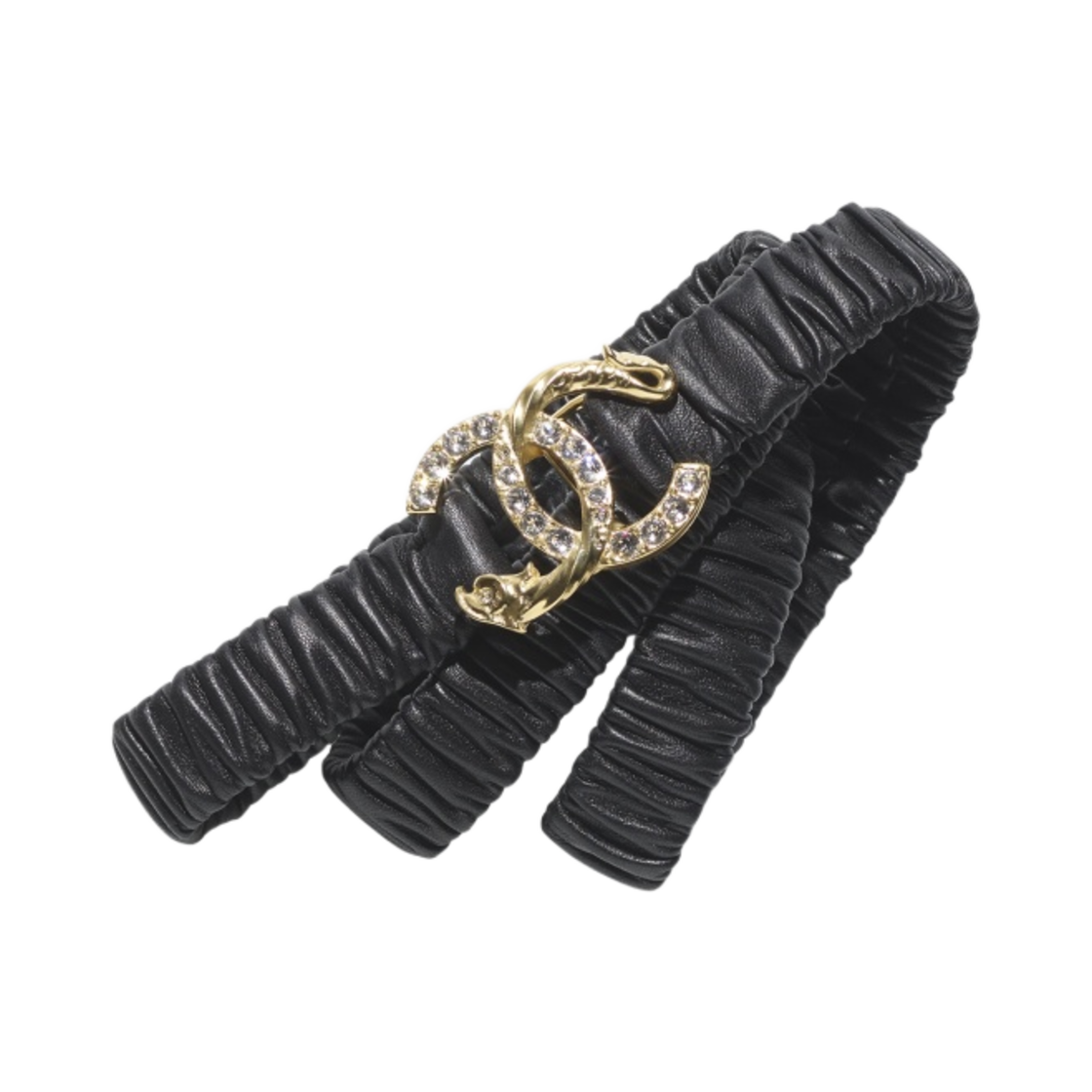(W) 샤넬 벨트 램스킨 스트라스 & 골드 메탈 블랙((W) Chanel Belt Lambskin Strass & Gold Black) - 1