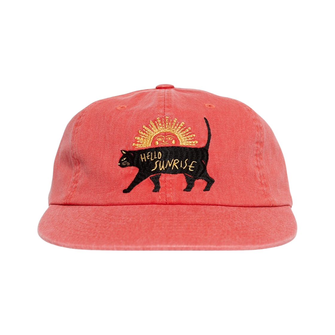 헬로선라이즈 워시드 선라이즈 캣 로고 6패널 캡 스칼렛 오렌지(Hello Sunrise Washed Sunrise Cat Logo 6Panel Cap Scarlet Orange) - 1