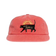 Hello Sunrise Washed Sunrise Cat Logo 6Panel Cap Scarlet Orange