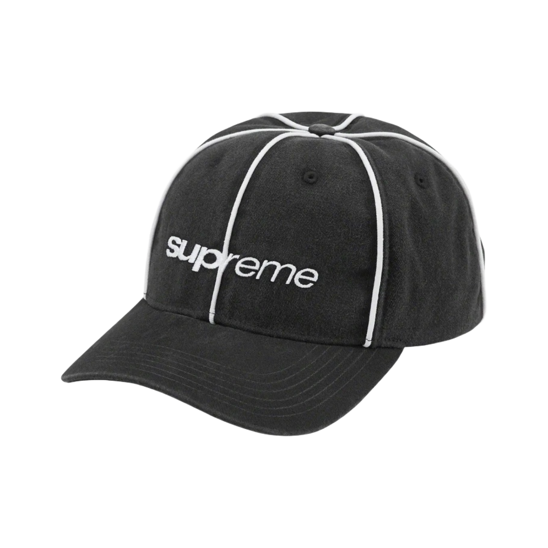 슈프림 파이핑 6-패널 캡 블랙 - 22FW