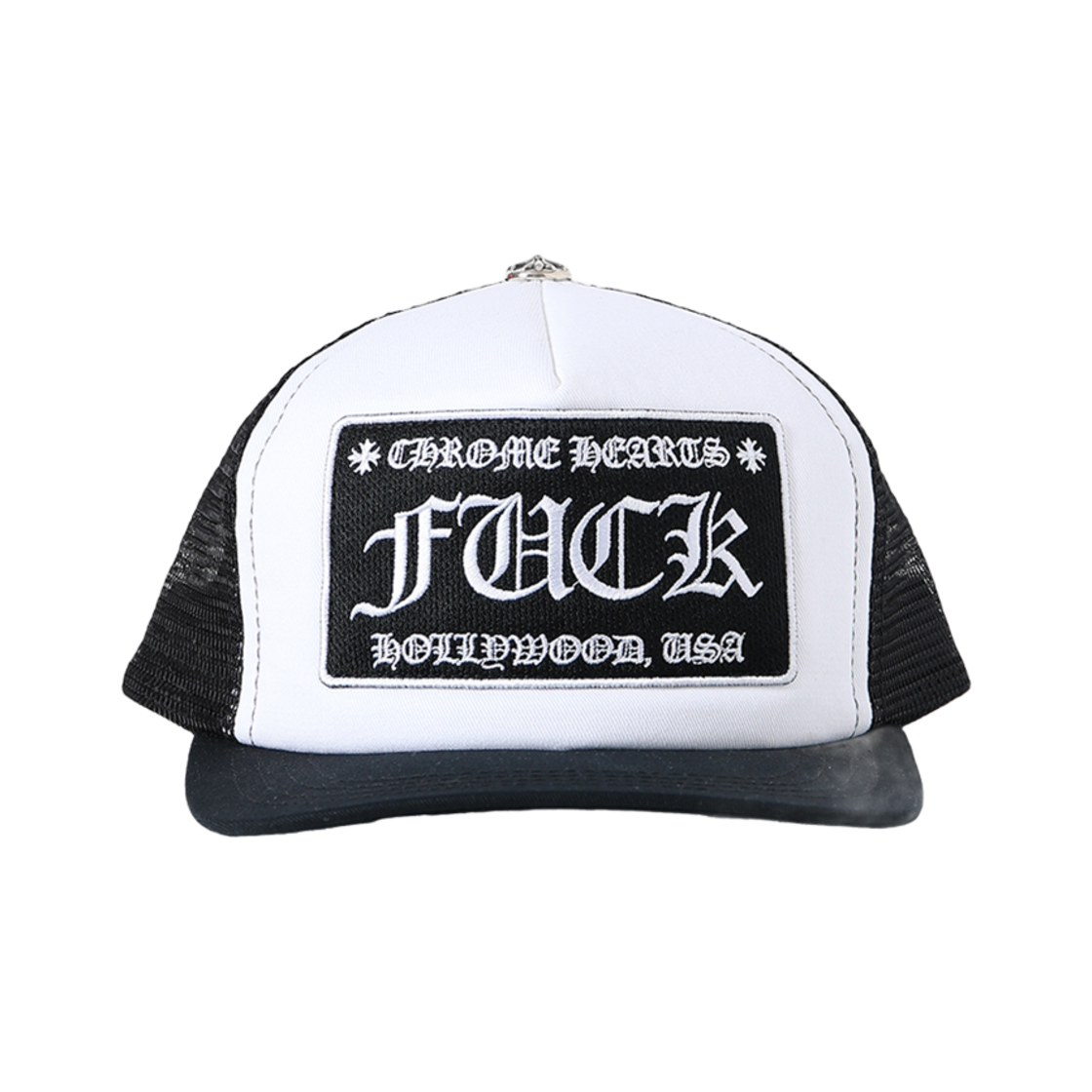 88889999 Hansroom Chrome Hearts Fuck Hollywood Trucker Hat Black White