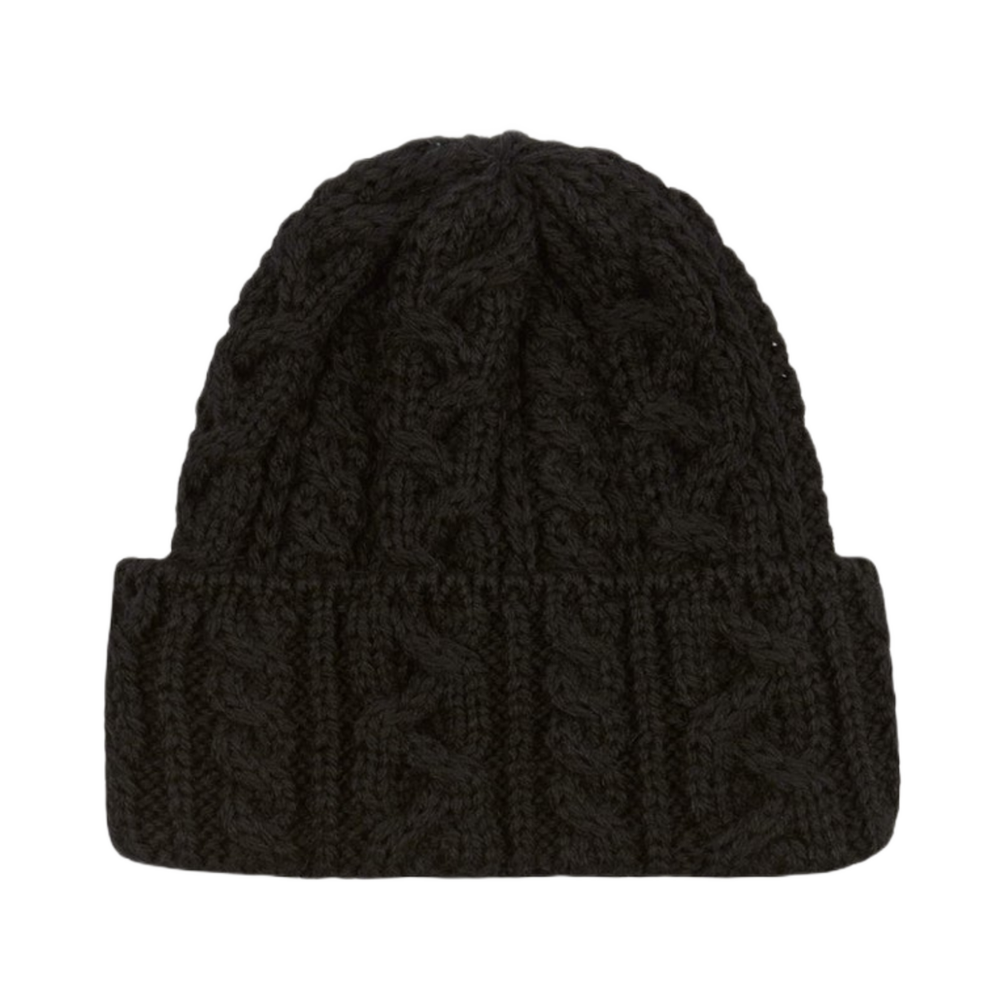 DR1AG1-24546-02-100 Drake's Wool Cable Knit Cap Black