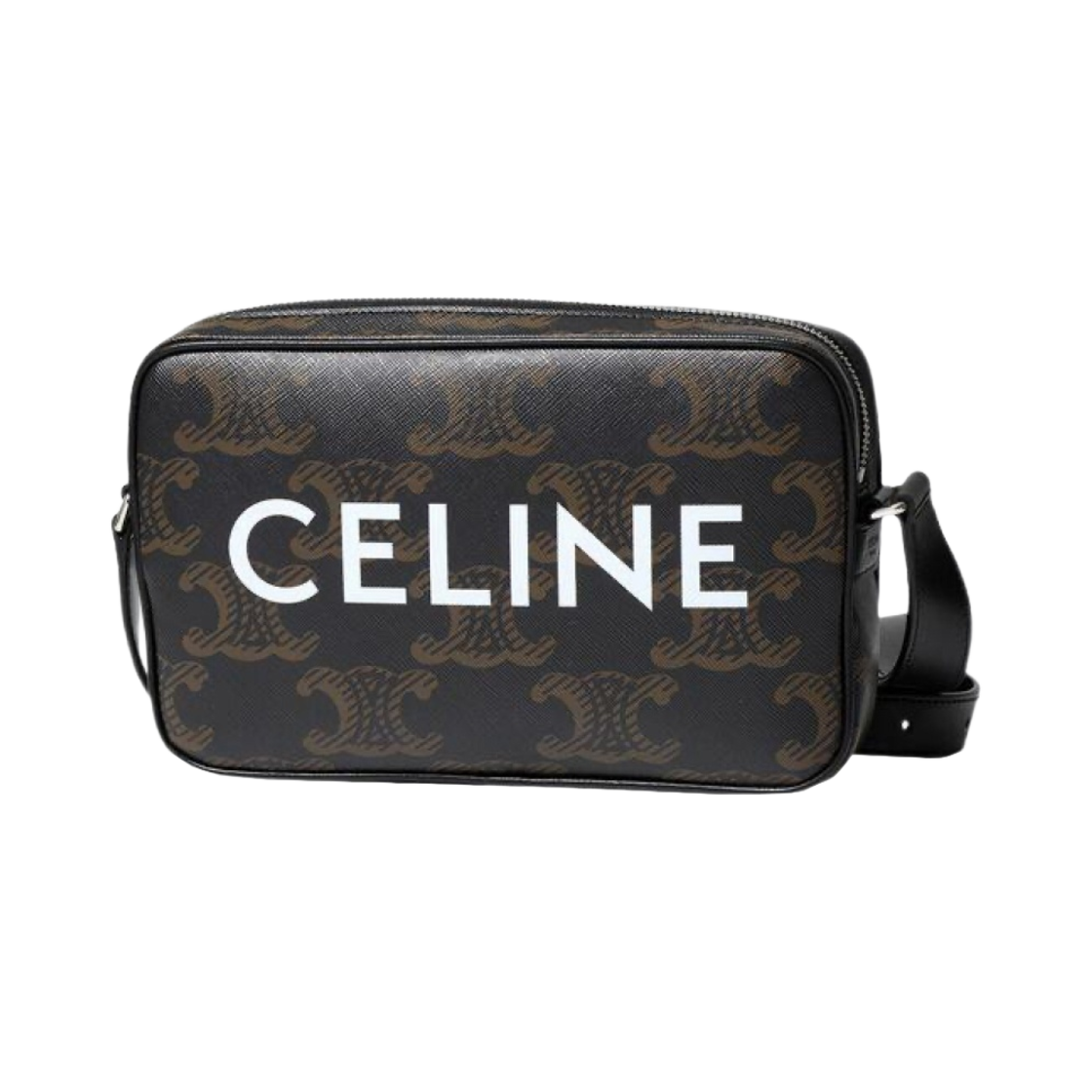 셀린느 트리옹프 캔버스 셀린느 프린트 미디움 메신저백 블랙