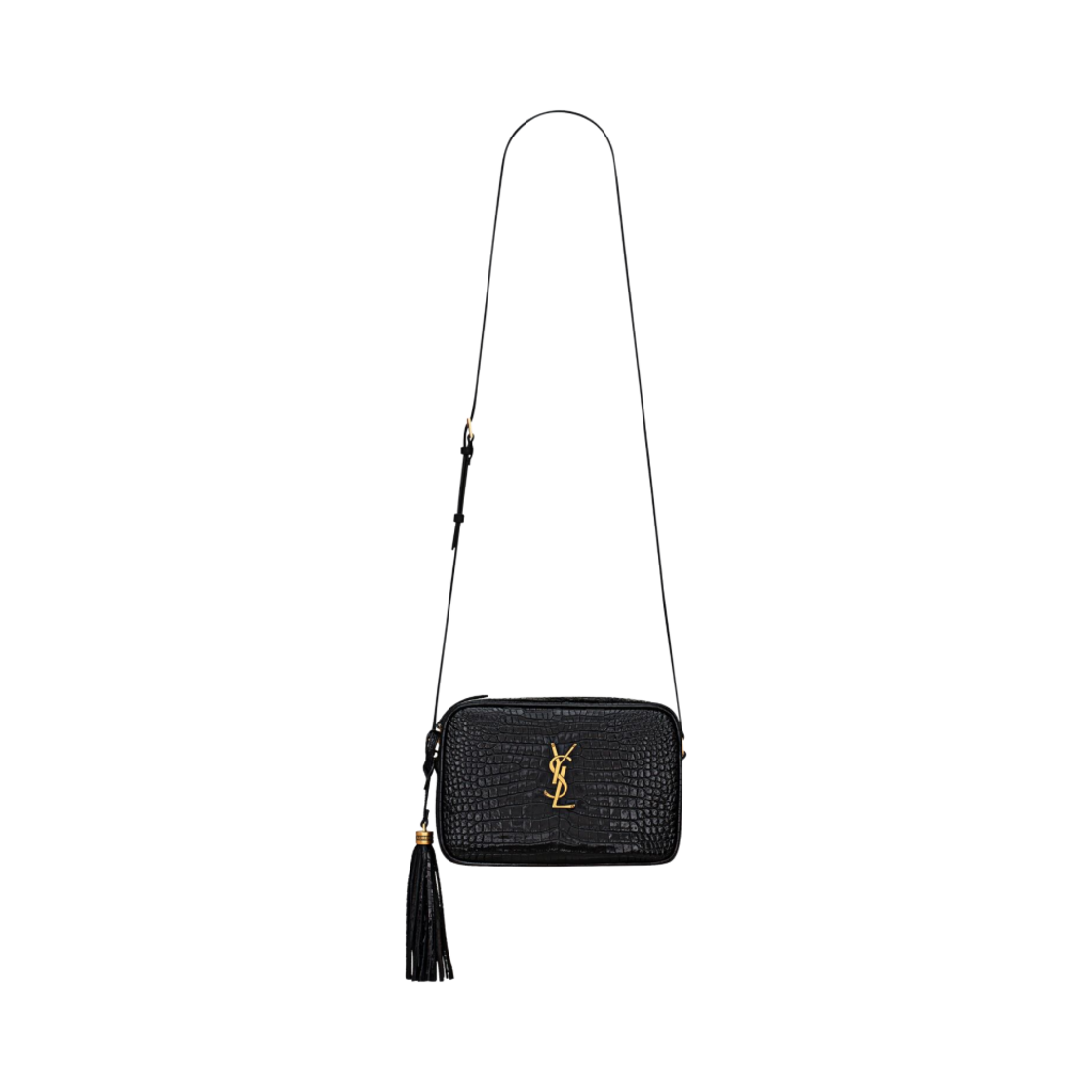 생로랑 크로커다일 엠보스 샤이니 레더 루 카메라백 블랙(Saint Laurent Lou Camera Bag in Crocodile Embossed Shiny Leather Black) - 1