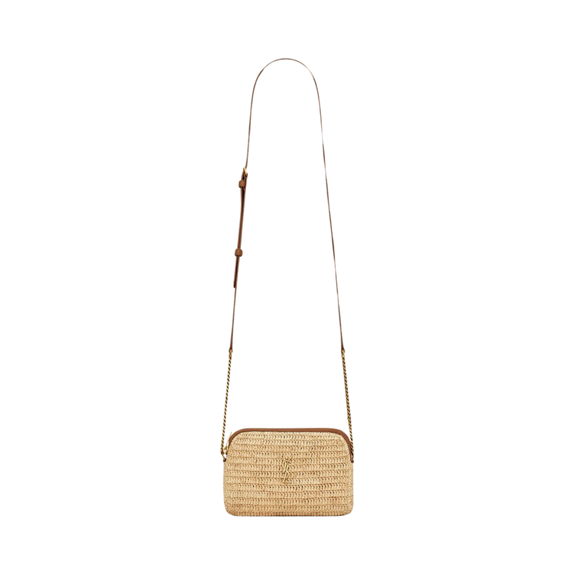 생로랑 가비 지퍼 파우치 라피아 내츄럴 브릭(Saint Laurent Gaby Zipped Pouch In Raffia Naturel Brick)