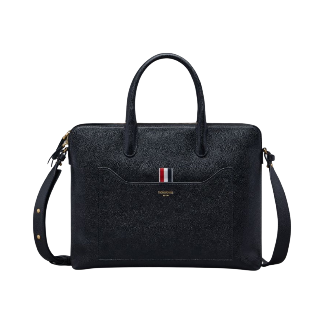 MAG444A-00198-001 Thom Browne Pebble Grain Leather Slim Briefcase Black