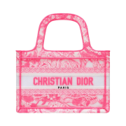 Dior Mini Book Tote Toile de Jouy Reverse Transparent Canvas Fluorescent Pink