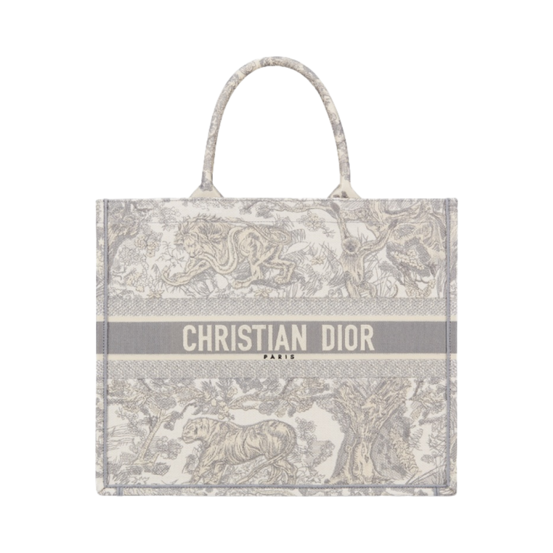 디올 라지 디올 북 토트백 에크루 그레이 트왈 드 주이 자수(Dior Large Dior Book Tote Ecru Gray Toile De Jouy Embroidery) - 1