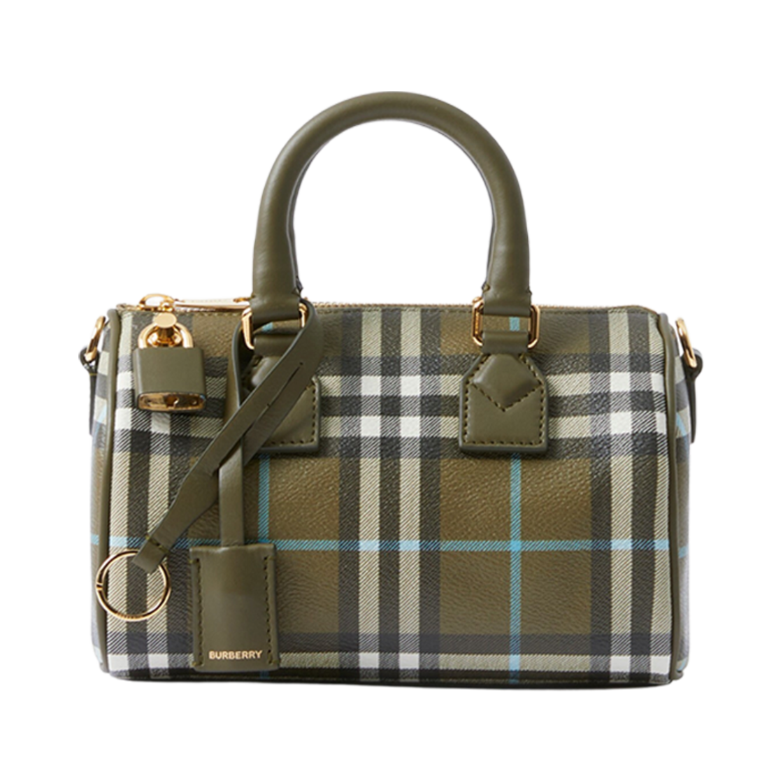 버버리 체크 미니 볼링백 올리브 그린(Burberry Check Mini Bowling Bag Olive Green) - 1
