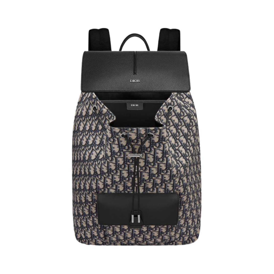 디올 모션 백팩 블랙 그레인드 카프스킨 베이지 & 블랙 디올 오블리크 자카드(Dior Motion Backpack Black Grained Calfskin Beige & Black Dior Oblique Jacquard) - 2