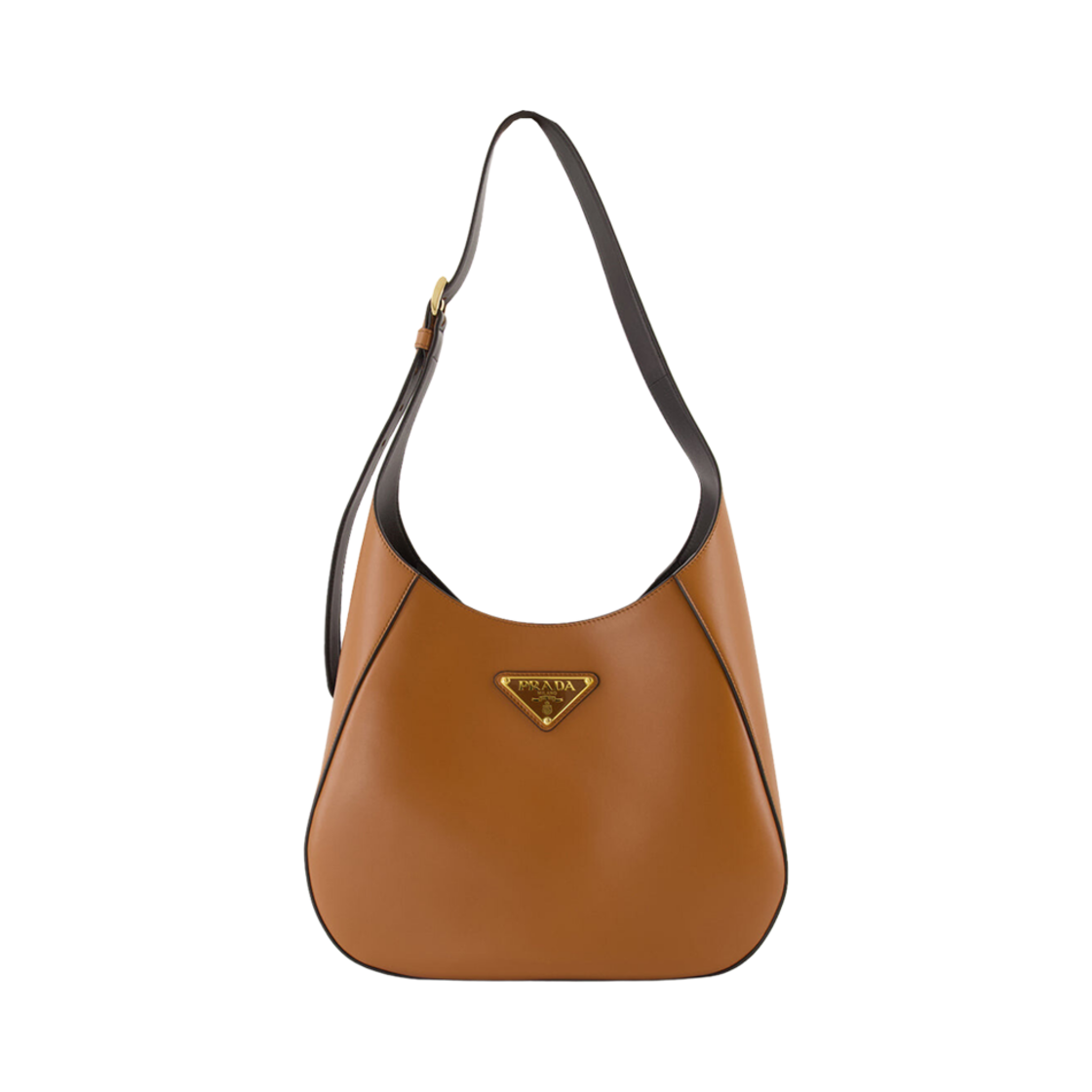 1BC196-2AIX-F0XKV Prada Triangle Logo Leather Shoulder Bag Brown