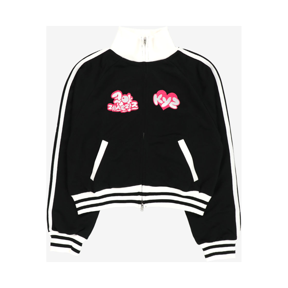 쿵야 레스토랑즈 X 스핀즈 크롭 저지 집업 블랙(Koongya Restaurantz X SPINNS Crop Zip-up Jersey Black)