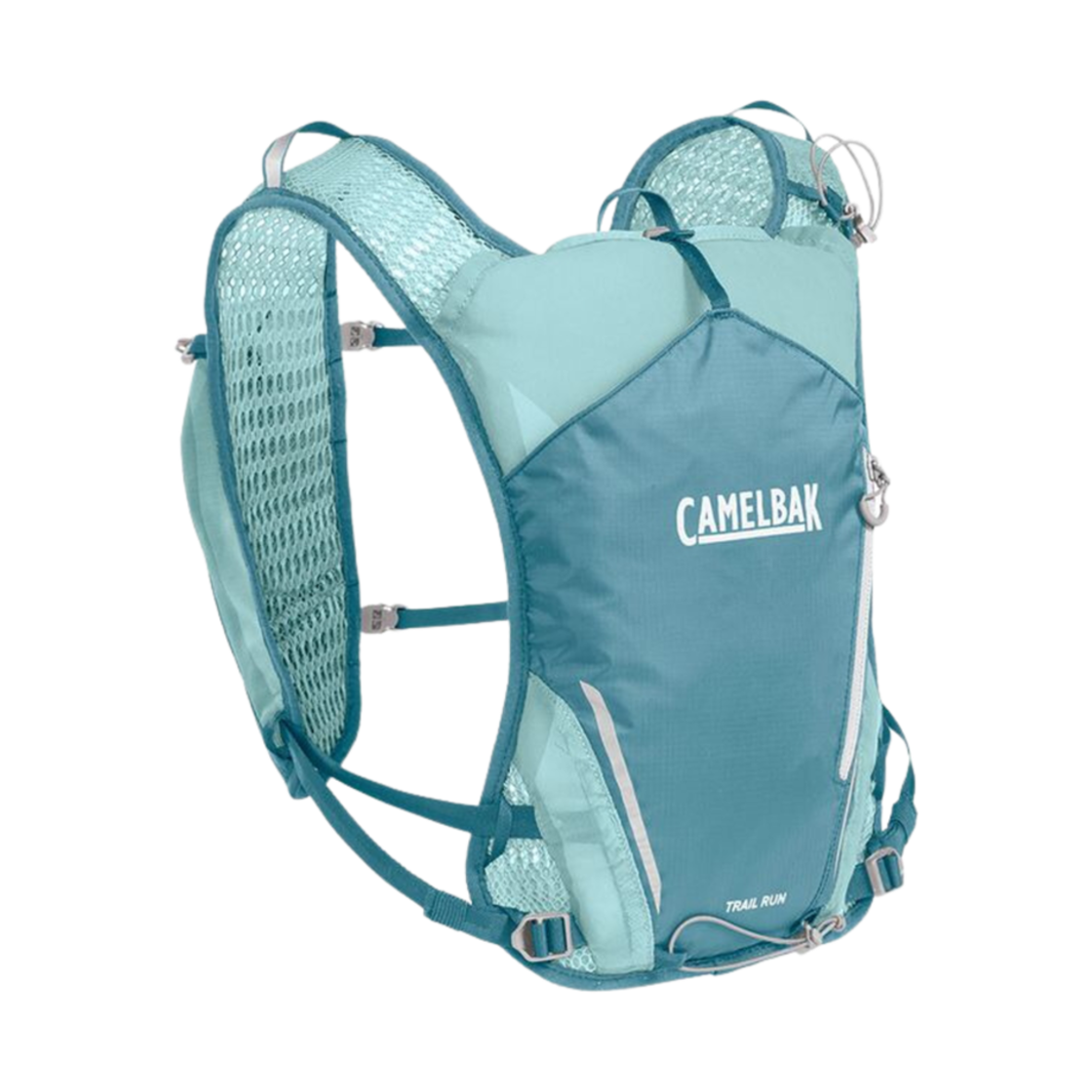 (W) 카멜백 트레일 런 베스트 아드리아틱 블루 (500ml 퀵 스토우 플라스크 2개 포함)((W) Camelbak Trail Run Vest Adriatic Blue (With Set of 2 500ml Quick Stow Flasks))